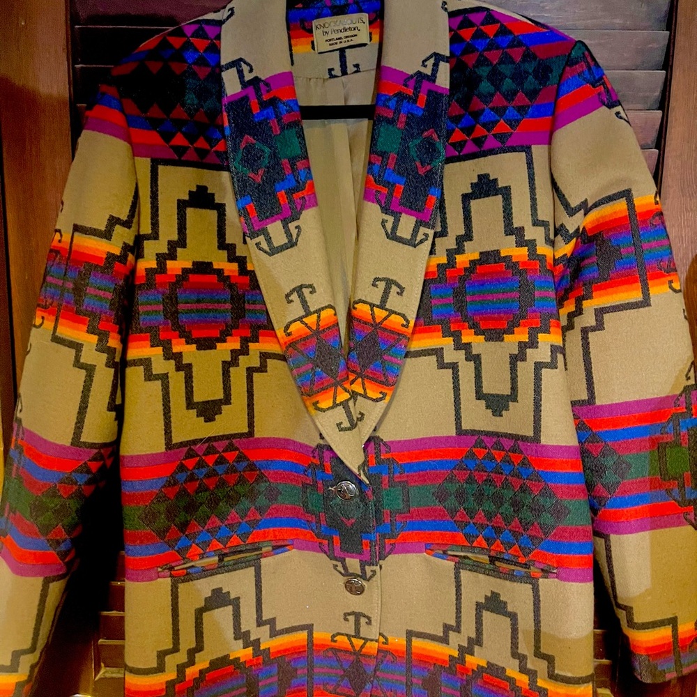 Pendleton Beige And Multicolor Patterned Blazer - image 3